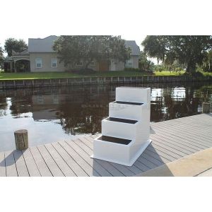 Fiberglass Dock Stairs - 4 Steps with Handrail on Left