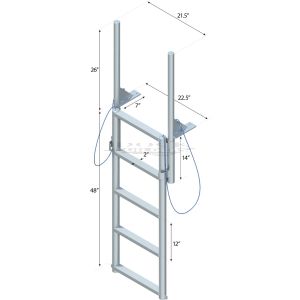5 Step Floating Dock Finger Pier Lift Ladder with 2" Standard Steps