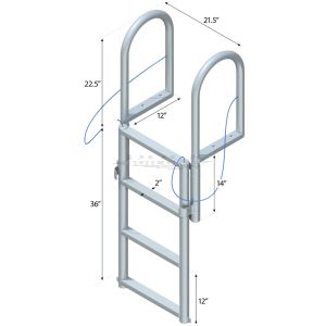 4 Step Floating Dock Lift Ladder with 2" Standard Steps