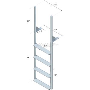 4 Step Finger Pier Straight Ladder with 3-1/2" Wide Steps