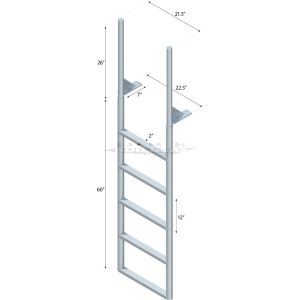 5 Step Finger Pier Straight Ladder with 2" Standard Steps