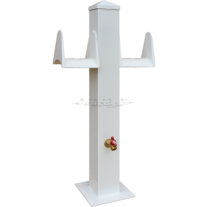 36" Dual Water Stanchion, Powder Coated, White